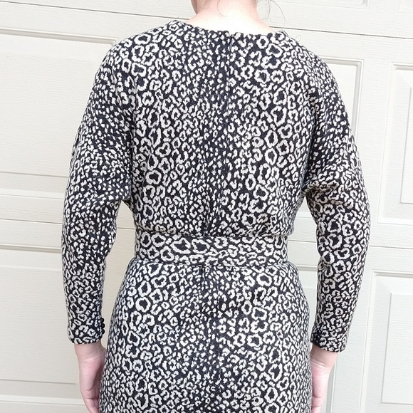 leopard print SWEATER KNIT DRESS vintage M (N6) - Picture 8 of 10